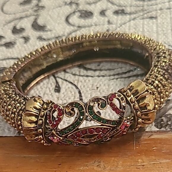 Elegant Gold and Multicolor Bangle Bracelet - Picture 1 of 8
